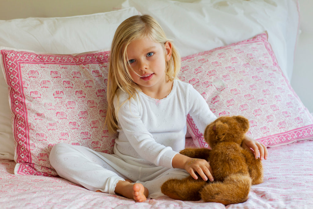 Polkadot GIRLS & BABY CREW Long Sleeve - Pearl White Hearts Pointelle -Restocked