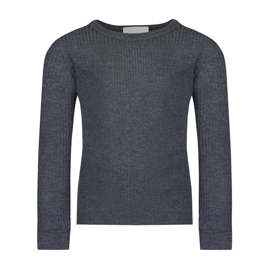 Polkadot BOYS & BABY CREW Long Sleeve - Charcoal Rib Knit