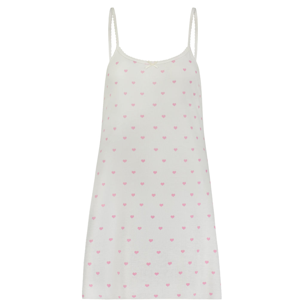 Polkadot SCOOP A LINE GOWN - Pink Hearts Print