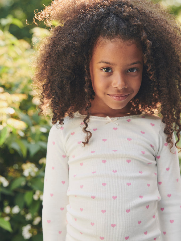 Polkadot GIRLS & BABY CREW Long Sleeve - Pink Hearts Print