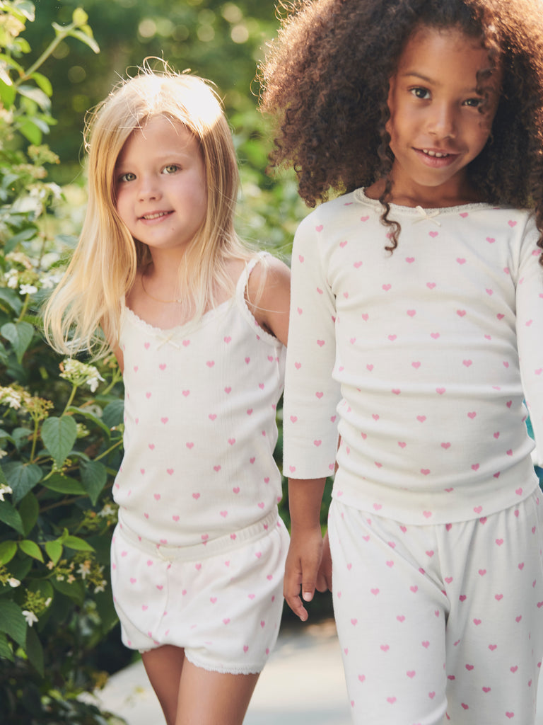 Polkadot GIRLS & BABY CREW Long Sleeve - Pink Hearts Print