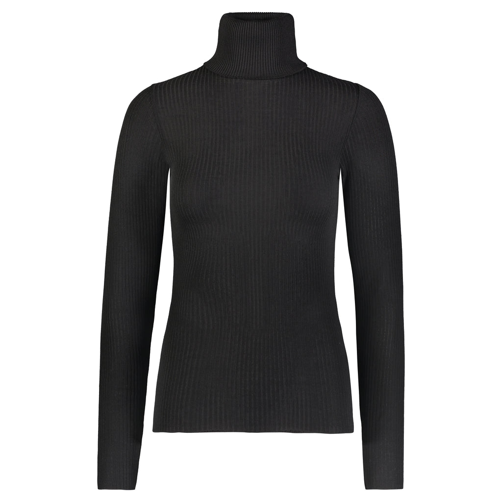 Polkadot SLOUCHY TURTLENECK - Black Rib Knit