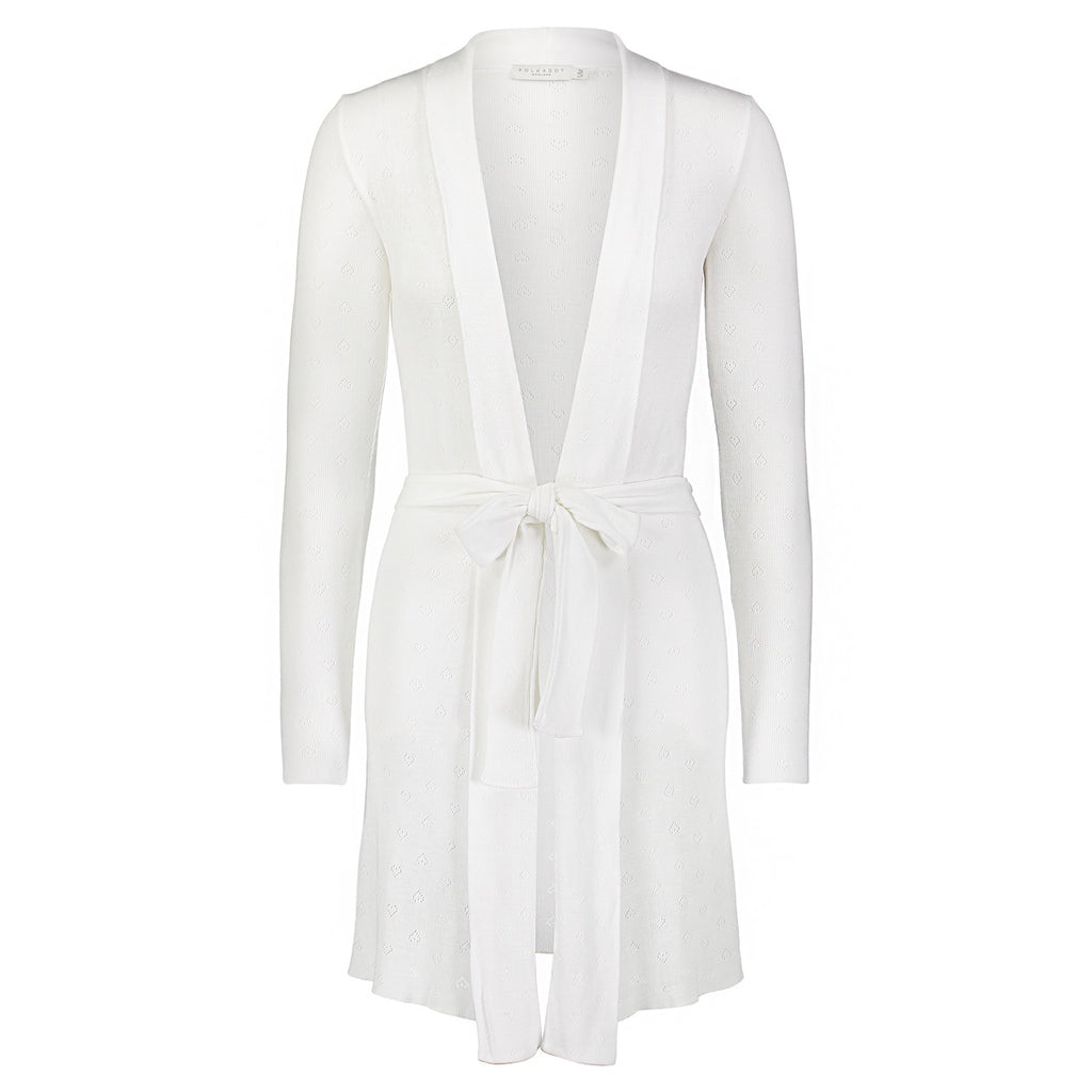 Polkadot Cardigan ROBE - Pearl White Hearts Pointelle