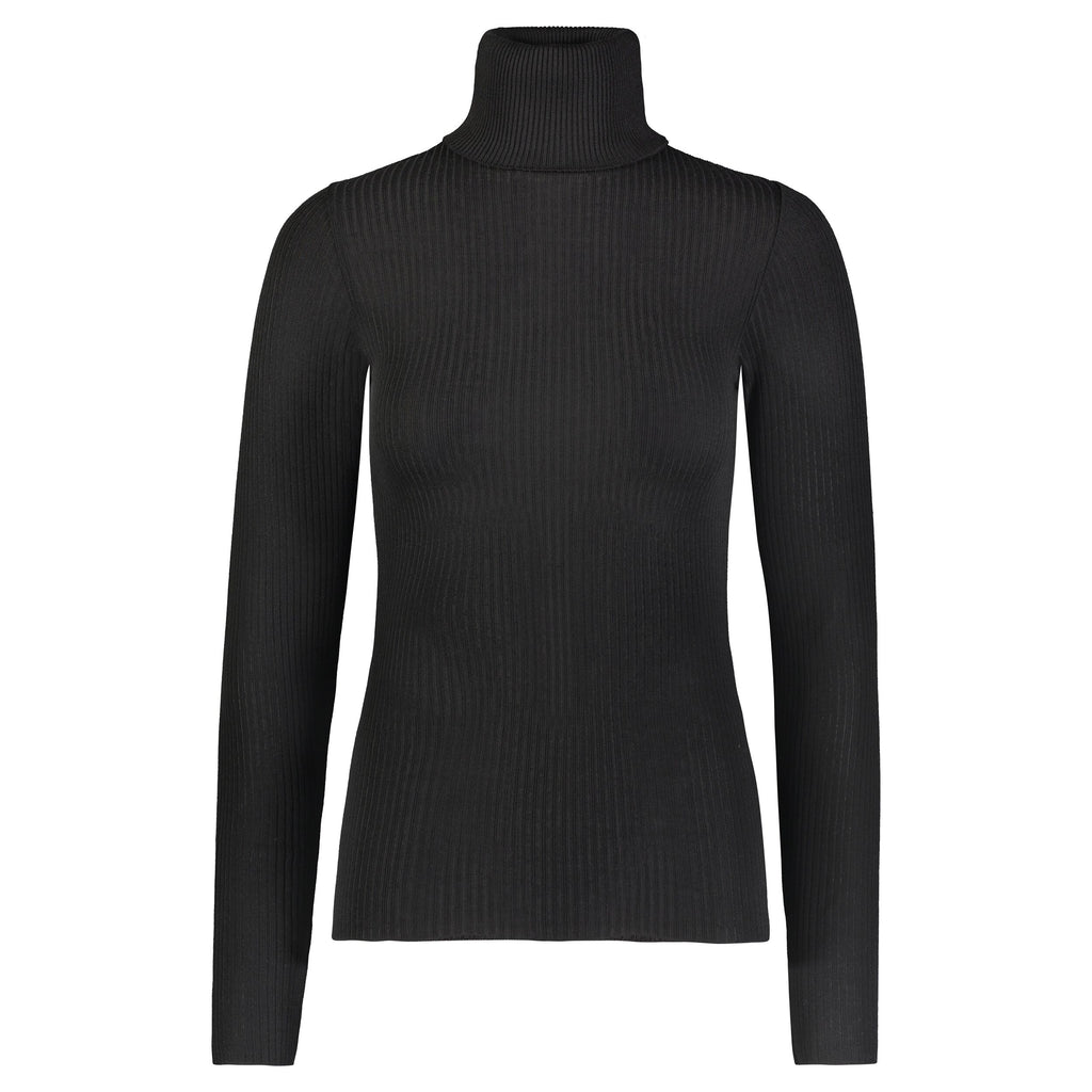 Polkadot ALI TURTLENECK Fitted - Black Rib Knit