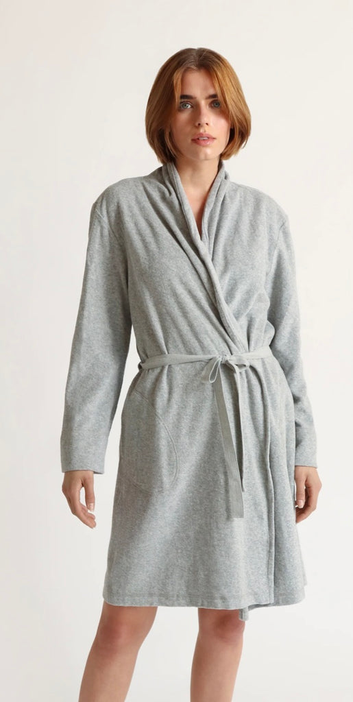 SKIN ~French terry robe w attached belt