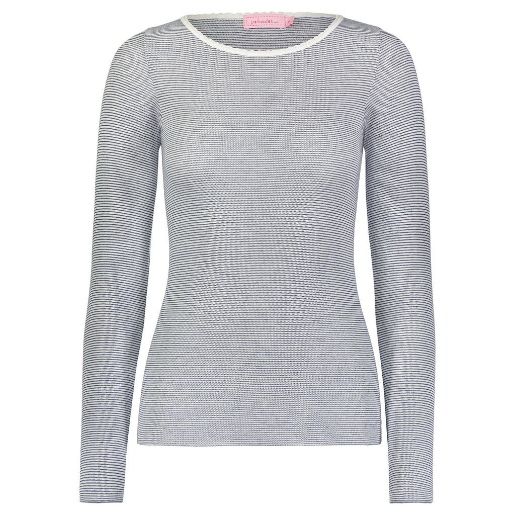 Polkadot VAL CREW Fitted Long Sleeve - Navy Skinny Stripe -Restocked
