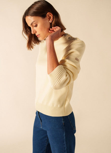 SAINT JAMES~Cancale solid knit sweater w silver buttons 4422