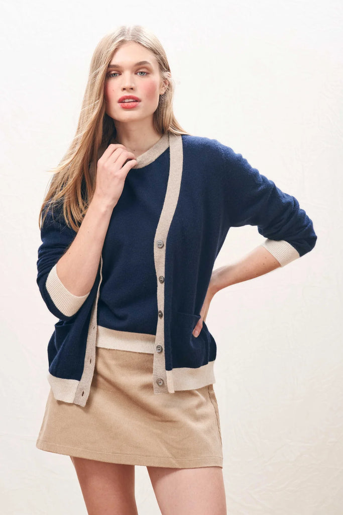 JUMPER 1234~Many contrast cashmere cardigan