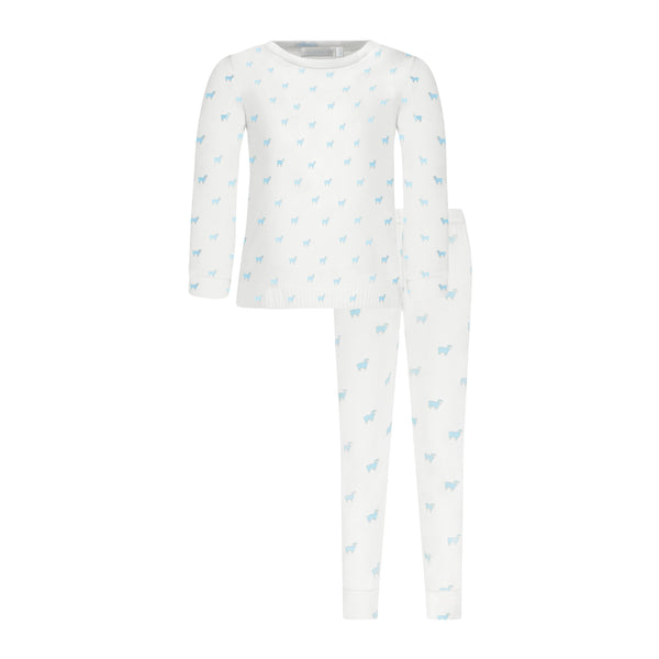 Polkadot BABY BOYS SET Crew LS & Pant - Blue Sheep Print