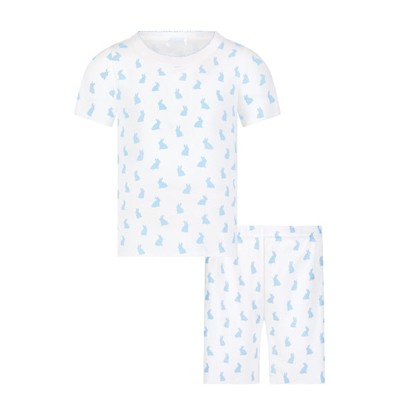 Polkadot Boys Dean Set Crew Short Sleeve & Long Short - Blue Bunny Print