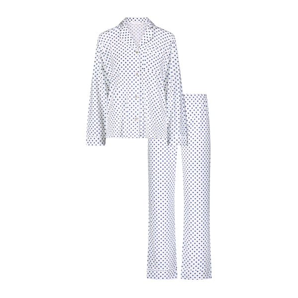 Charley Classic Long Sleeve & Pant Pajama Set - Navy Dot Print