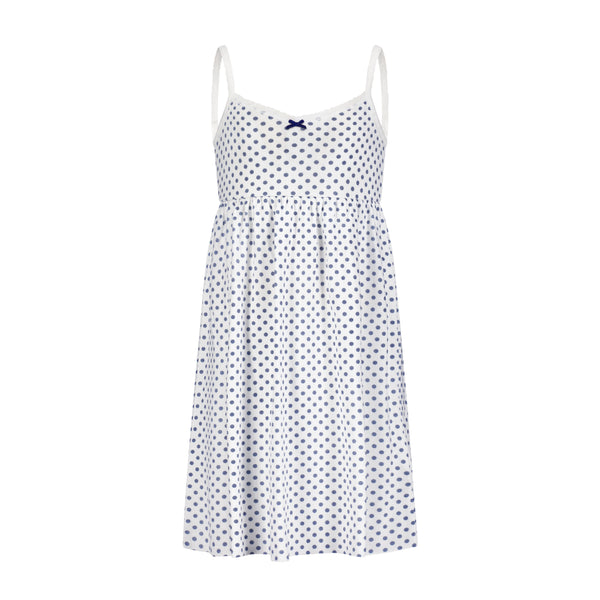 Polkadot Girls Lee Babydoll Gown - Navy Dot Print