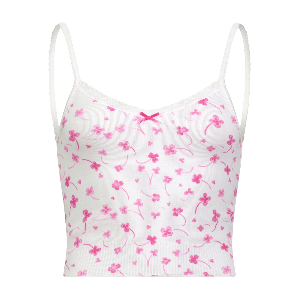 Polkadot SET Liz Crop Cami & Short Mid Rise - Pink Clover Print