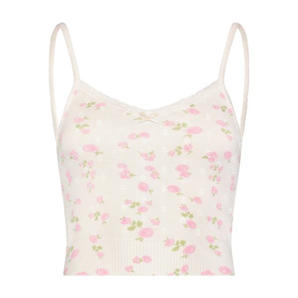 Polkadot LIZ CROP CAMI - Pink Garden Pointelle