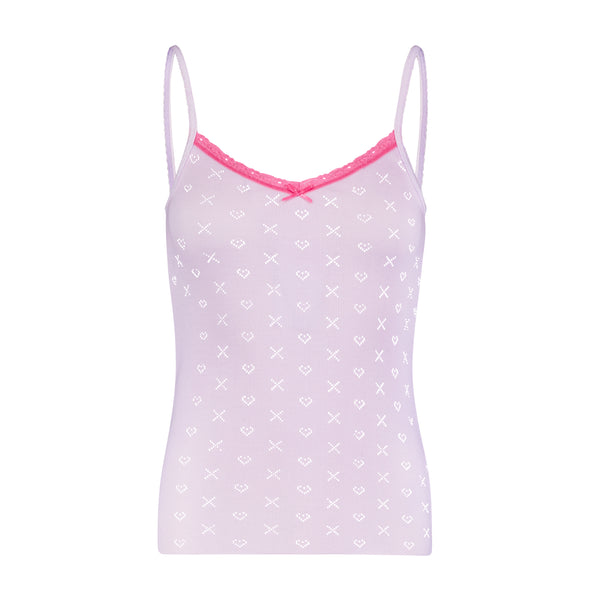 Polkadot LILAC Hearts-X Pointelle PATTI CAMISOLE w Pink Cluny