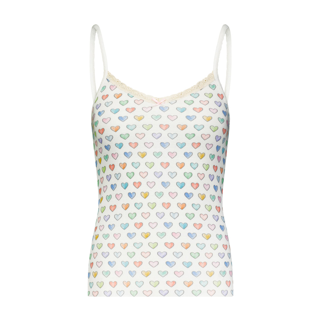 Polkadot SET Patti Cami & Short Mid Rise - Rainbow Hearts Print
