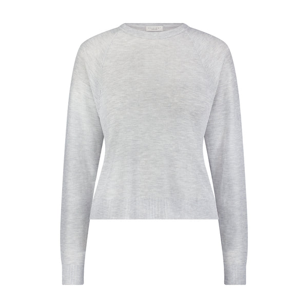 Polkadot CROP SLOUCHY RAGLAN Sleeve - Waffle Heather Grey