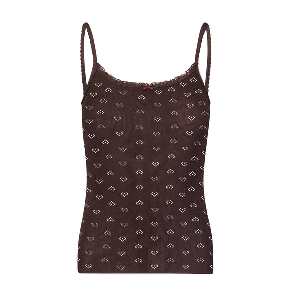 Polkadot PATTI CAMI - Brown Hearts Pointelle