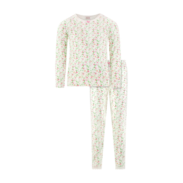 Polkadot GIRLS CLASSIC SET Crew LS & Pant - Sweet Pea Print