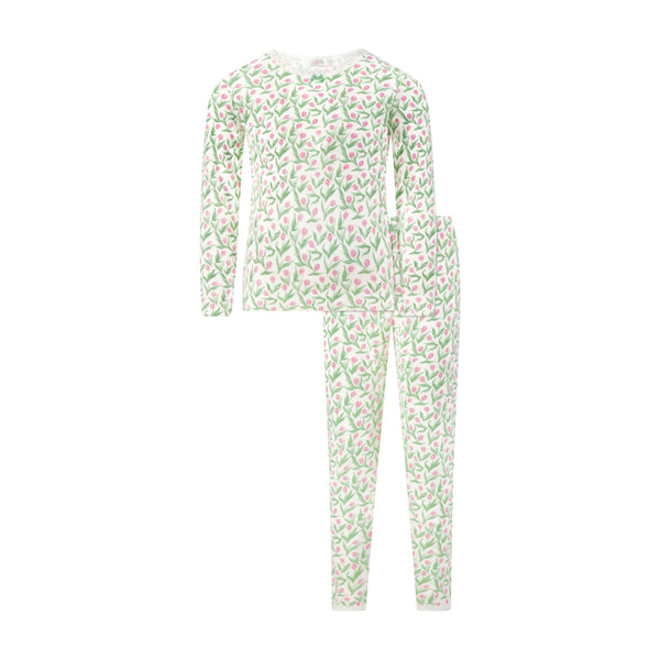 Polkadot GIRLS CLASSIC SET CREW LS & PANT - Tulip Print