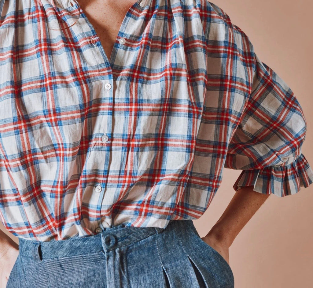 EMILE ET IDA~ Donatella luberon plaid cotton blouse