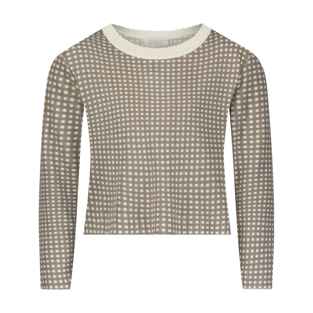 Polkadot GIRLS RACHEL SET Slouchy Top & Wide Leg Pant - Brown Gingham Print