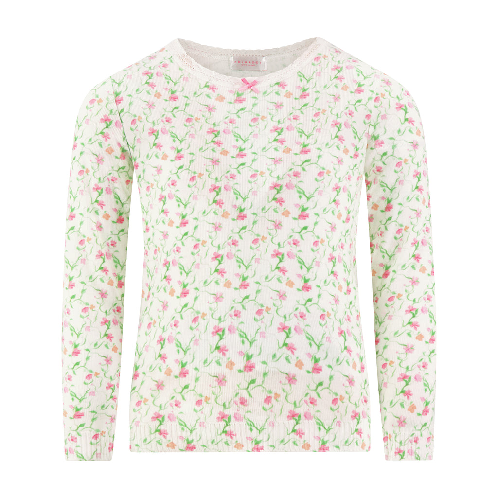 Polkadot GIRLS CLASSIC SET Crew LS & Pant - Sweet Pea Print