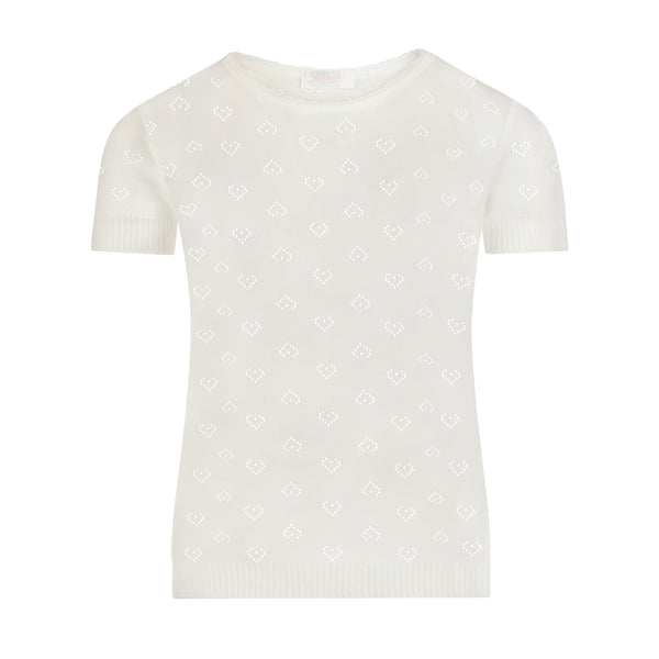 Polkadot Girls Isabel Tee - Ivory Hearts Pointelle