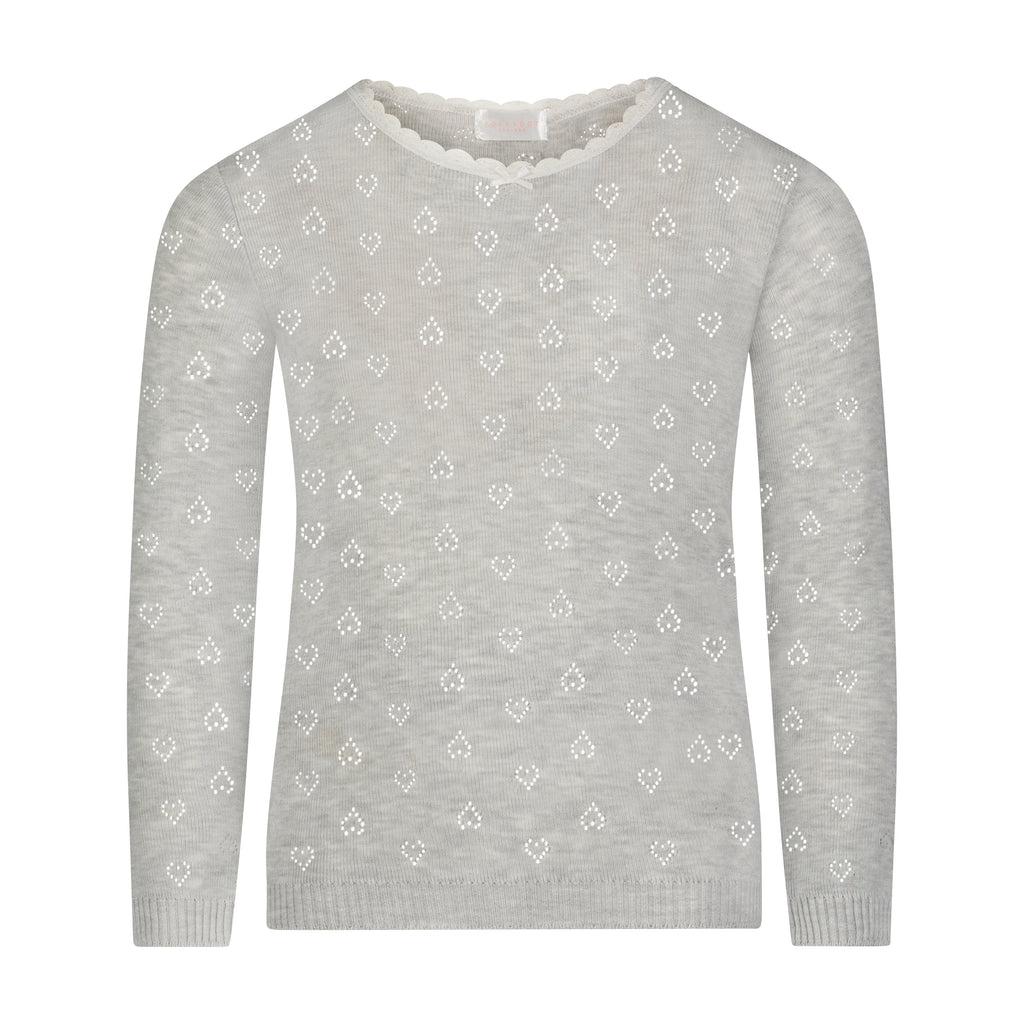 Polkadot GIRLS & BABY CLASSIC SET Crew LS & Pant - Heather Grey Hearts Pointelle