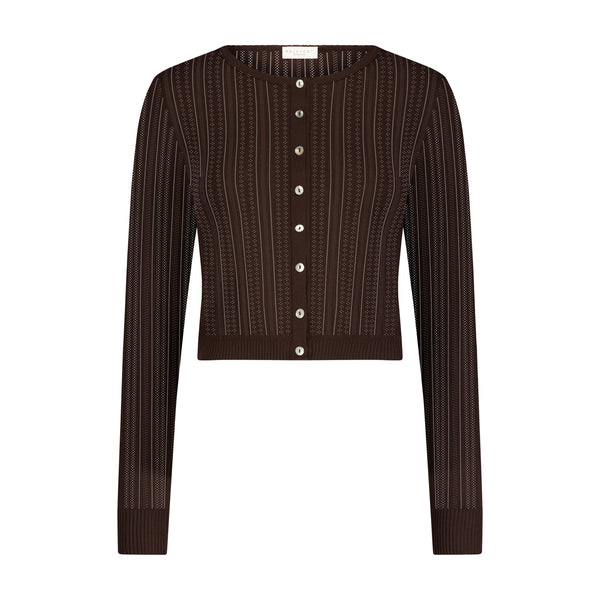 Polkadot CROP CARDIGAN - Brown Windsor Pointelle