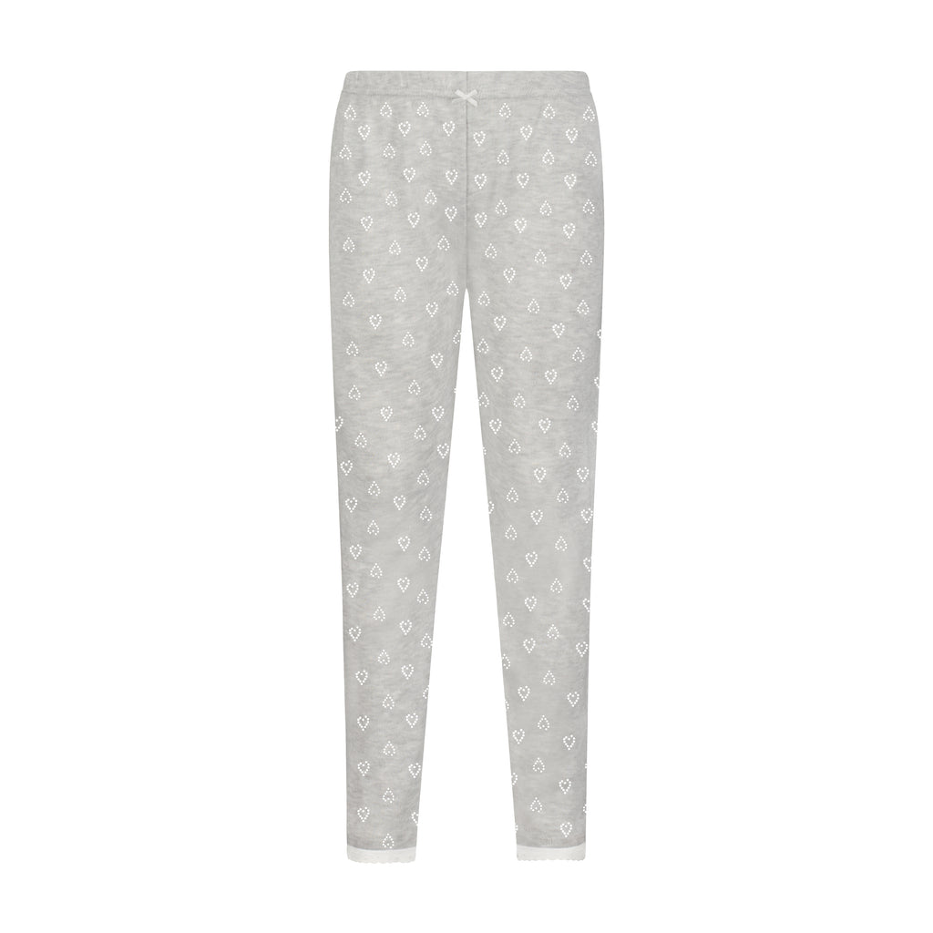 Polkadot GIRLS & BABY CLASSIC SET Crew LS & Pant - Heather Grey Hearts Pointelle