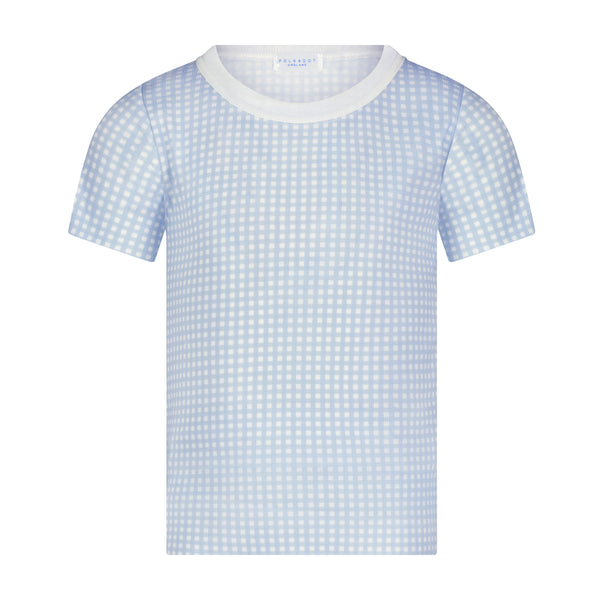 Polkadot BOYS CREW SS Blue Gingham Print