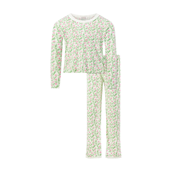 Polkadot GIRLS RACHEL SET Slouchy Top & Wide Leg Pant - Tulip Print