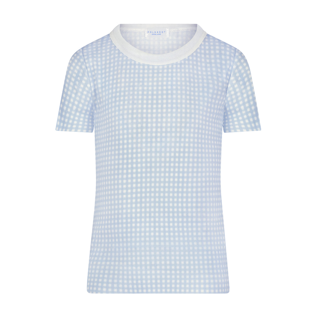 Polkadot BOYS DEAN SET Crew Short Sleeve & Long Short - Blue Gingham Print