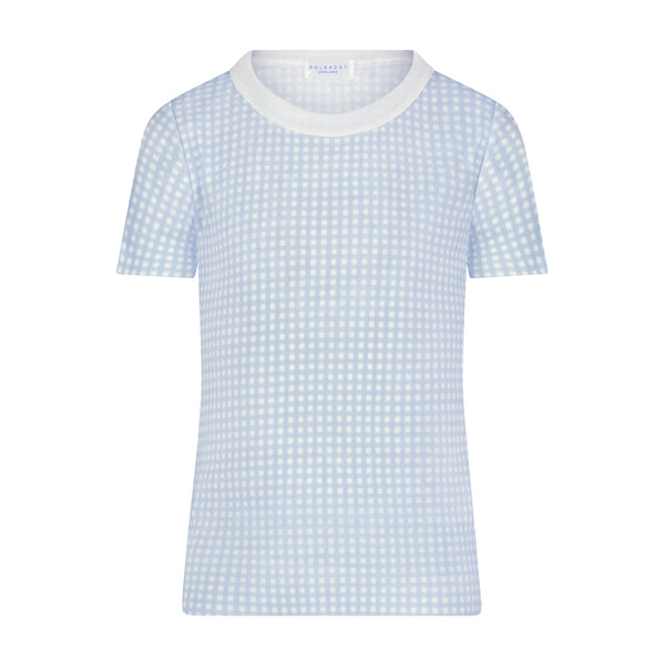Polkadot BOYS CREW SS Blue Gingham Print