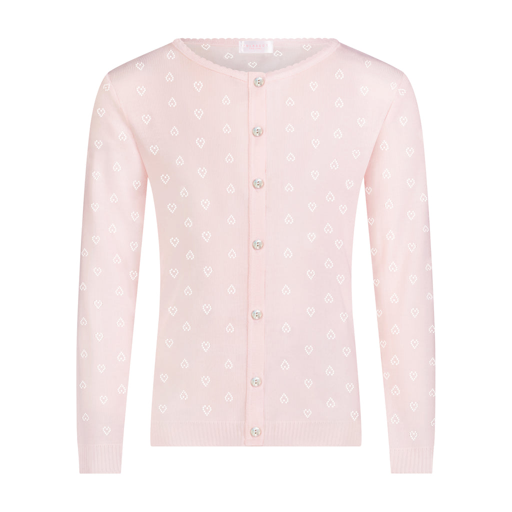 Polkadot Girls Lottie Set Cardigan & Cami - Ballet Pink Hearts Pointelle