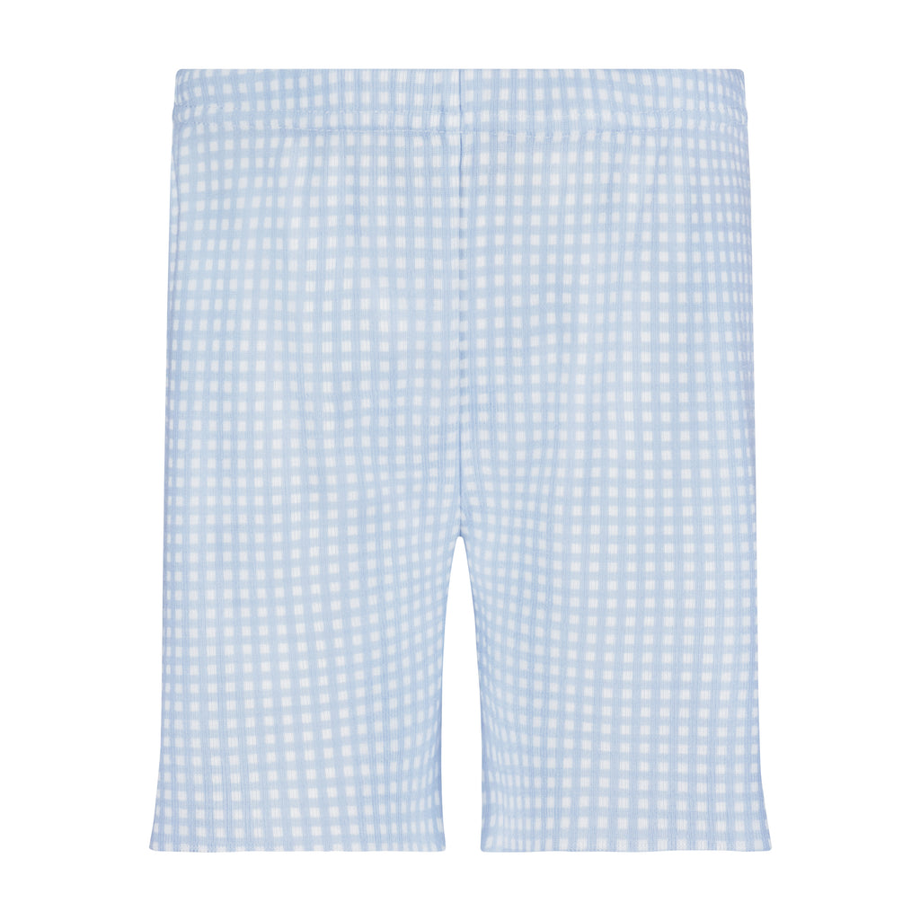 Polkadot BOYS DEAN SET Crew Short Sleeve & Long Short - Blue Gingham Print