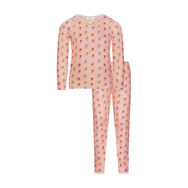 Polkadot Girls Classic Set Crew LS & Pant - Beach Umbrella Print