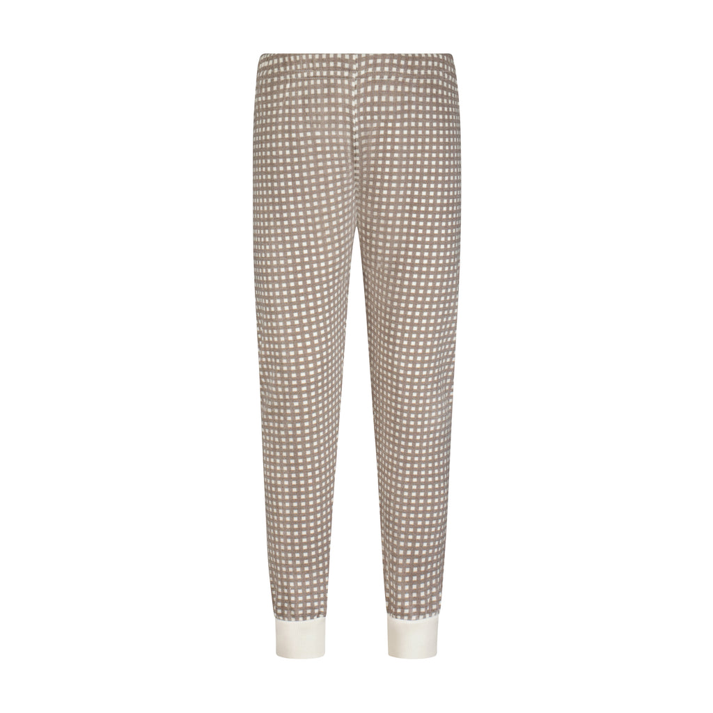 Polkadot BOYS SET Crew LS & Pant - Brown Gingham Print