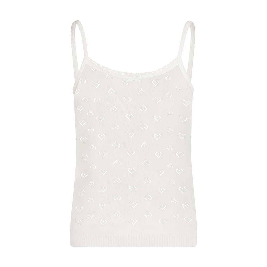 Polkadot Girls Lottie Set Cardigan & Cami - Ivory Hearts Pointelle