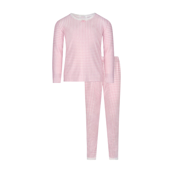Polkadot BABY GIRLS CLASSIC SET CREW LS & PANT - Pink Gingham Print