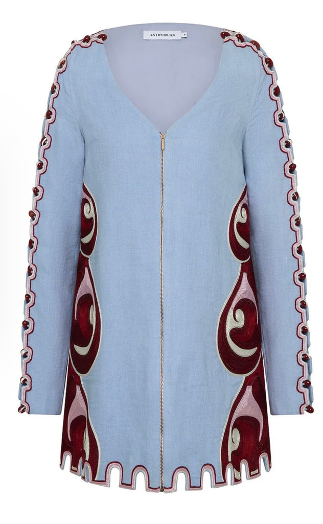 ANTIPODEON~ Slim sleeve twin rivers mini dress