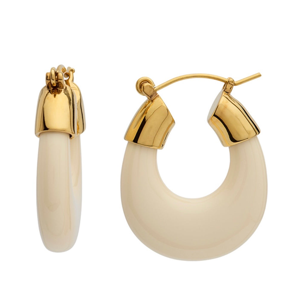 LUCAS JACK~ hoop resin earring with gold plate posts E33