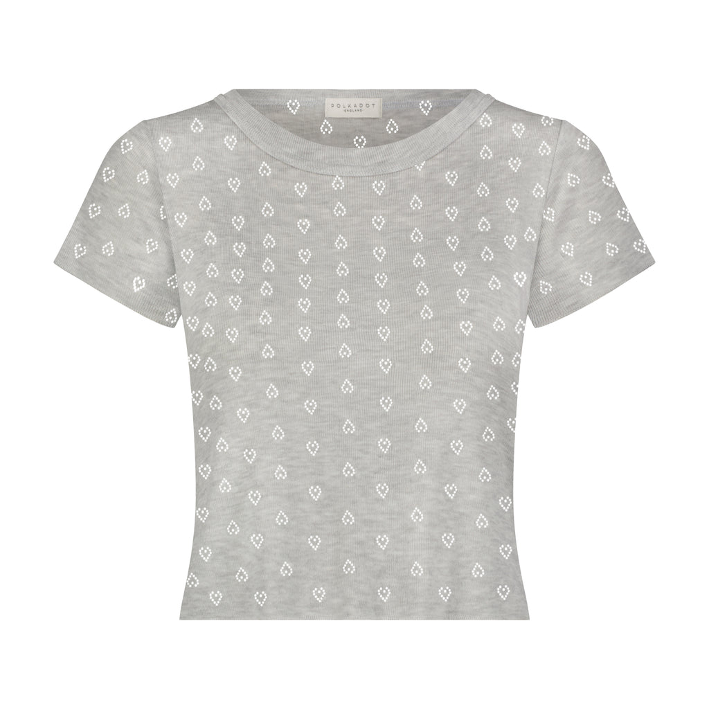 Polkadot BABY CROP TEE - Black Hearts Pointelle