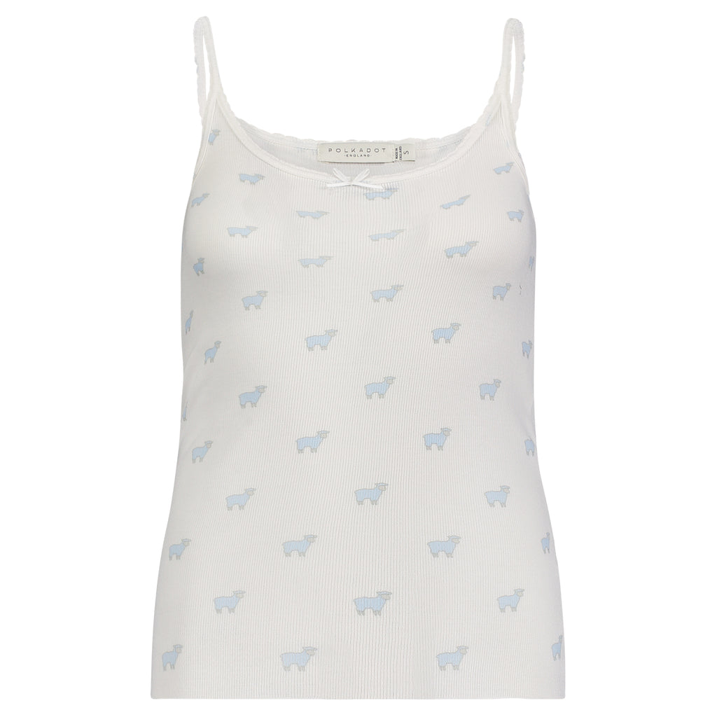 Polkadot SET Scoop Cami & Short Mid Rise - Blue Sheep Print