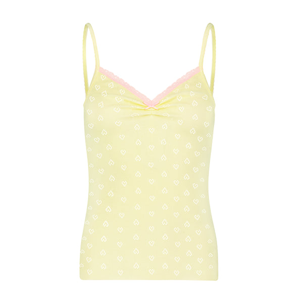 Polkadot DARCY BALLET CAMISOLE Lemon Yellow Vintage Hearts