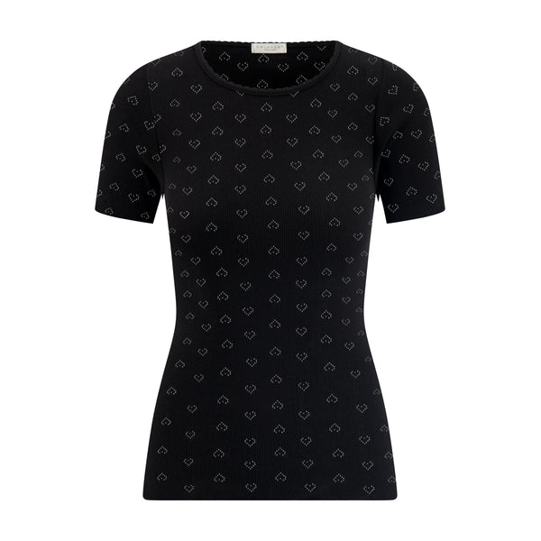 Polkadot Black VIntage Hearts JULIA CREW SS Fitted -NEW