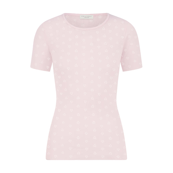 Polkadot Shell Pink VIntage Hearts JULIA CREW SS Fitted