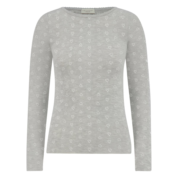 Polkadot VAL CREW LS Heather Grey HEARTS POINTELLE