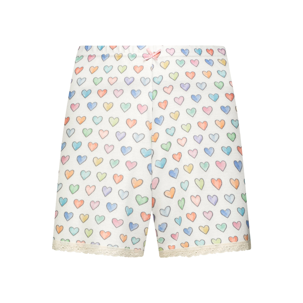 Polkadot SET Patti Cami & Long Short - Rainbow Hearts Print
